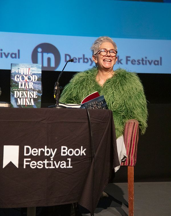 Author Denise Mina on stage at the Derby Book Festival