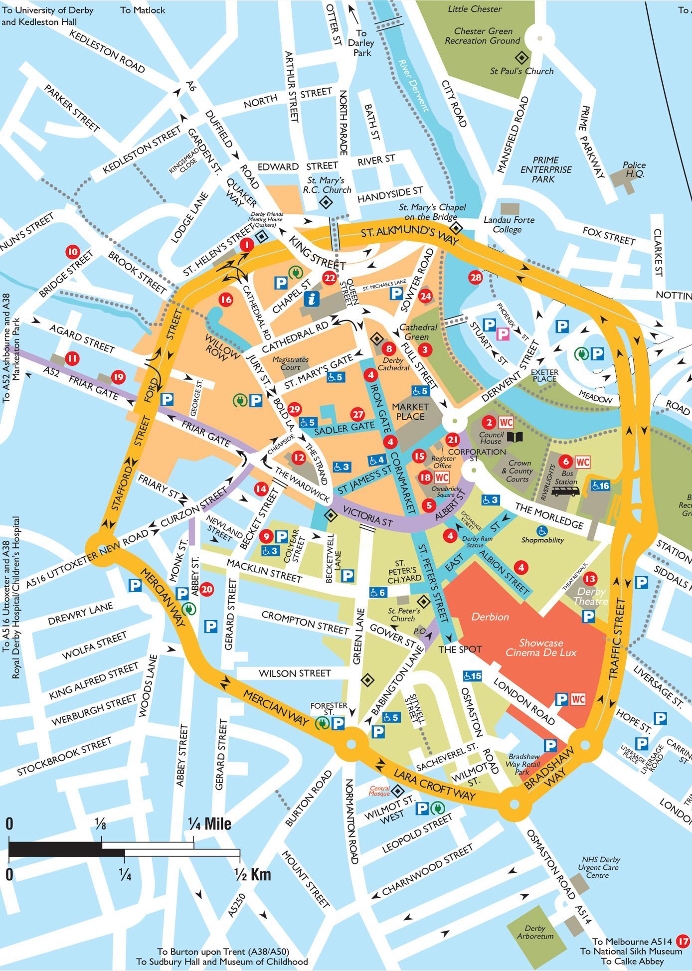 Map of Derby City centre